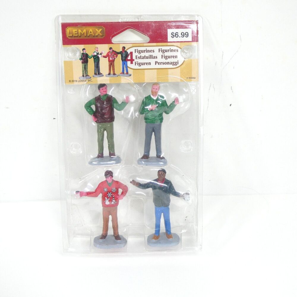 Lemax Village Figures Set of 4 Men Ugly Christmas Sweaters 62450 2016
